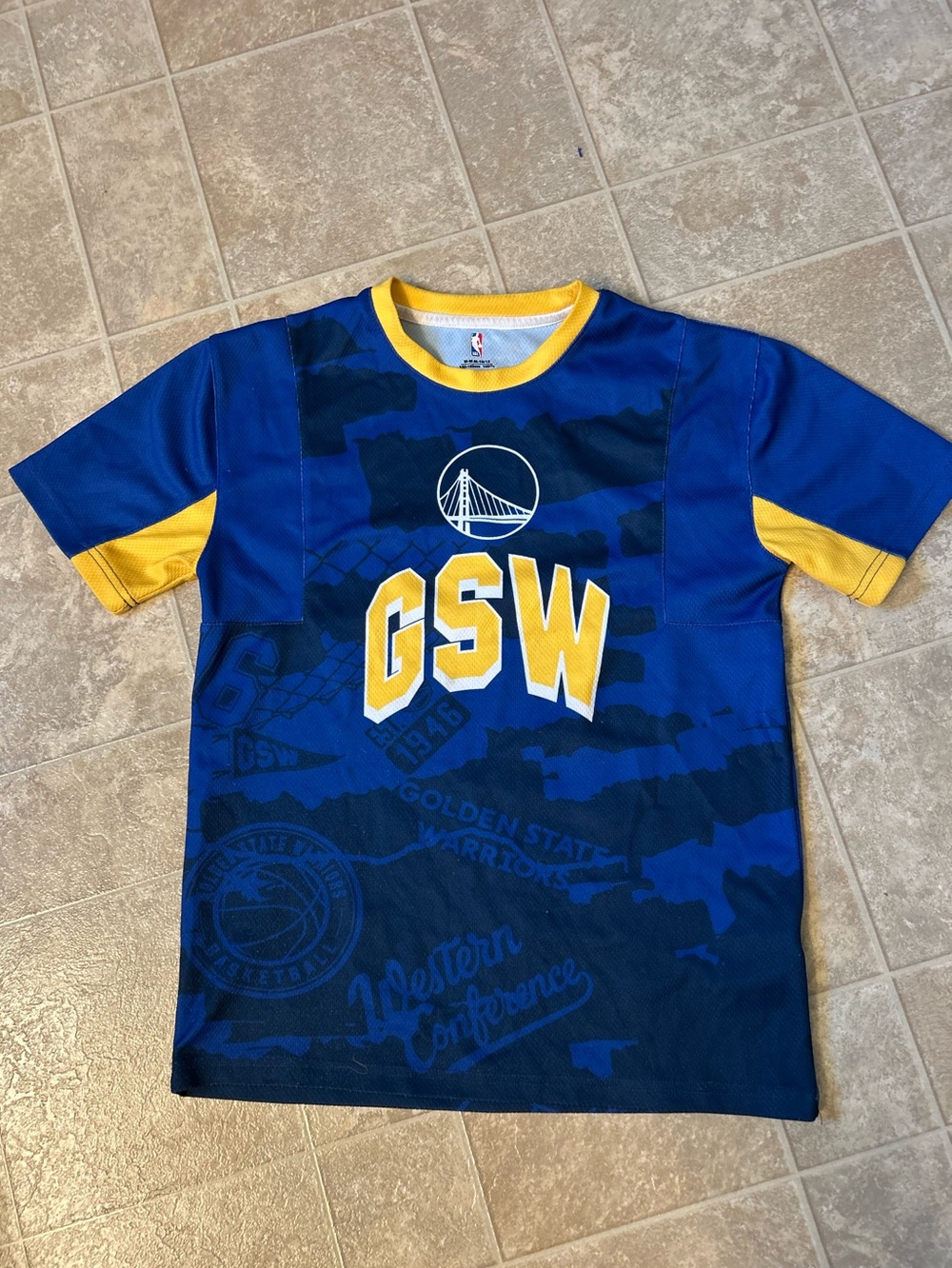 NBA Golden State Warriors Blue & Yellow GSW Kids Short Sleeve Tee